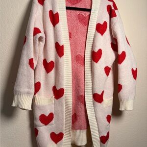 Cozy Heart Pattern Cardigan